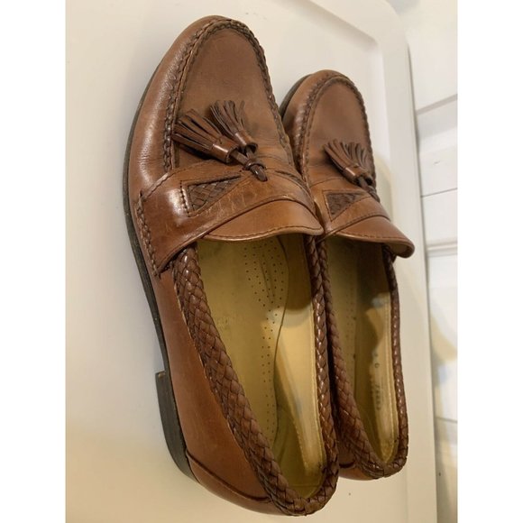 Allen Edmonds Men’s Sz 9D Maxfield Brown Leather Tassel Loafers Shoes‎ - Picture 4 of 9